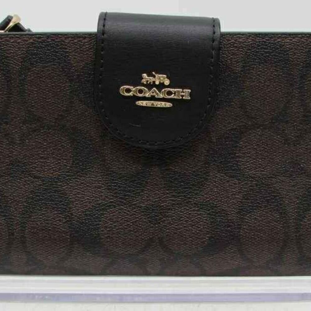 Coach Signature Brown Black Colorblock  Tech Wallet Handbag Wristlet